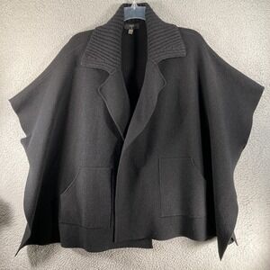 Tahari‎ Sweater Women's XS Black Cardigan Open Front Armhole Openings Pockets